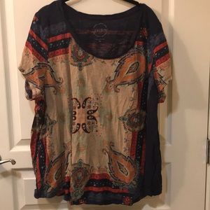 Lucky Brand handkerchief print tee 3X